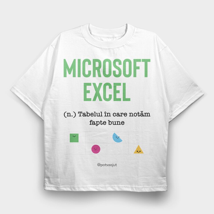Excel, Tricou Oversize Barbati (Unisex)