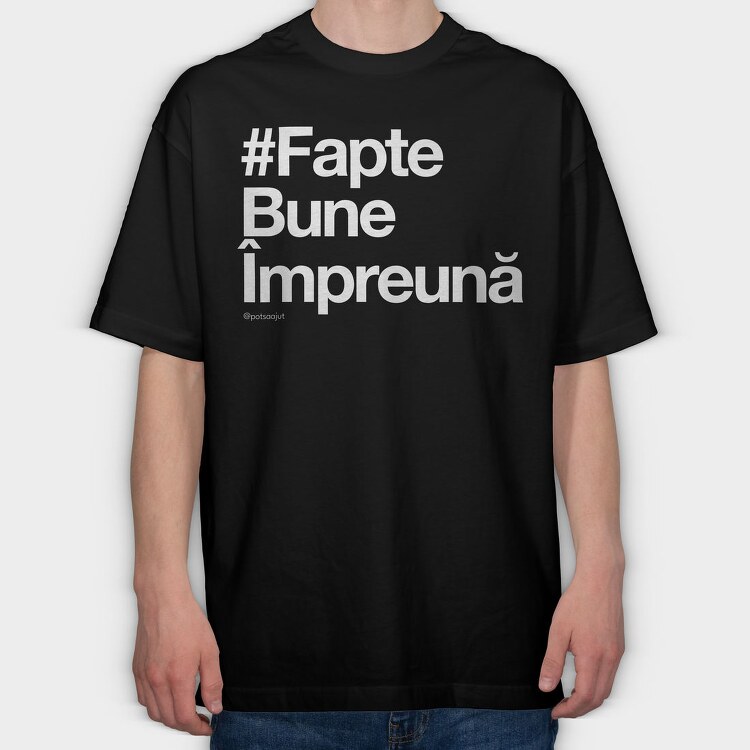 Faptebuneîmpreună Alb, Tricou Oversize Barbati...