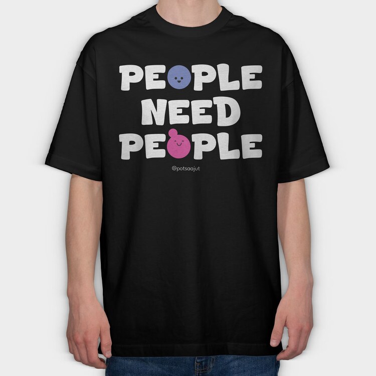 People Need People Alb, Tricou Oversize Barbati...