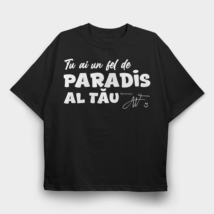 Paradis Alb, Tricou Oversize Barbati (Unisex)